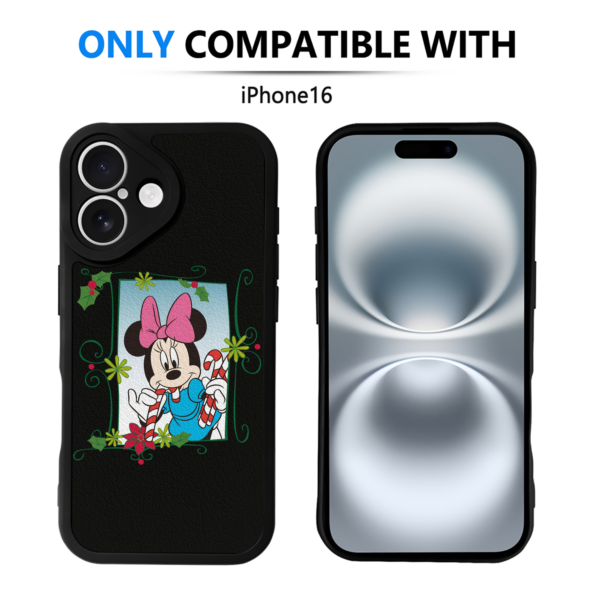 （画像用） ミッキーマウス Mickey Mouse 【iPhone 16シリーズ対応】シリコンスマホケース（レザー調） 材質：シリコン